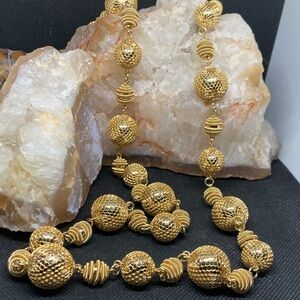 Vintage Bold  Gold Toned Beaded Layering Necklace